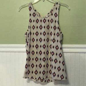 Medium off white tank with blue and red pattern